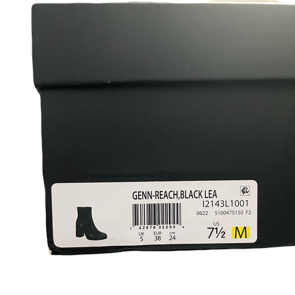 Naturalizer Sleek Black Leather Chunky Block Heeled Ankle Boots - Picture 8 of 9